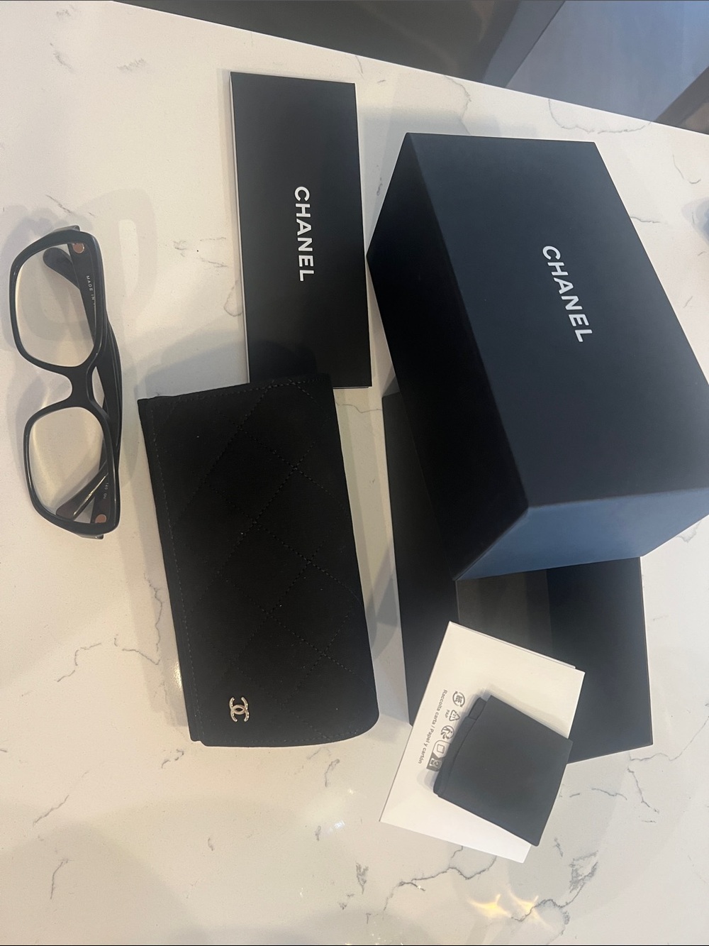 CHANEL Black Quilted Sunglasses Sleeve with CC Logo
